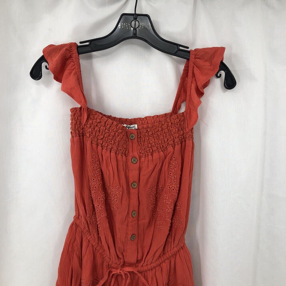 AMERICAN EAGLE Orange Floral Embroidered Romper Jumpsuit Stretch Tie Waist XS